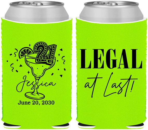 Custom 21st Birthday Neoprene Can Coolers - Legal At Last | 340005