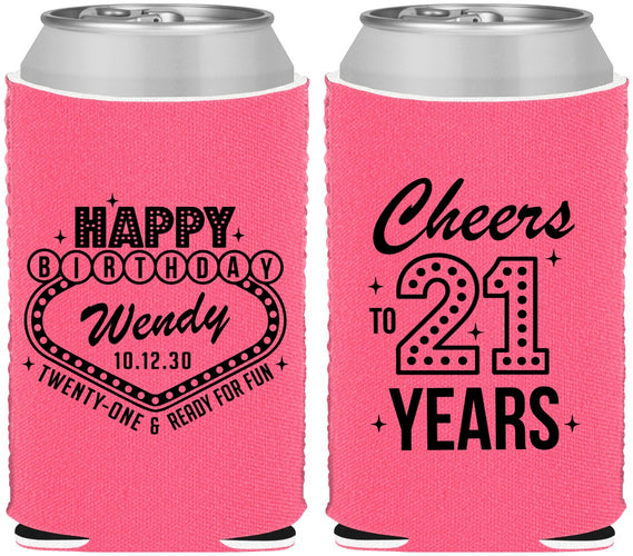 Custom 21st Birthday Neoprene Can Coolers - Vegas | 340007