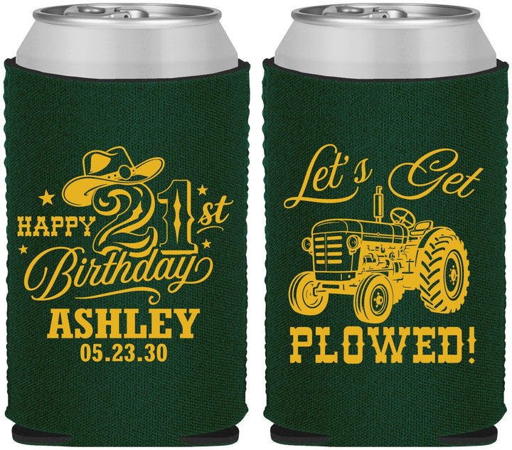 Custom 21st Birthday Neoprene Can Coolers - Lets Get Plowed | 340012