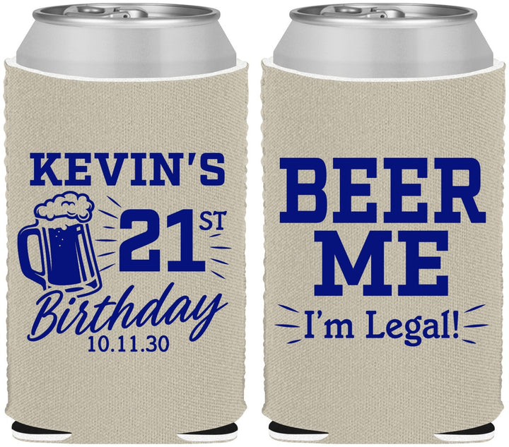 Custom 21st Birthday Neoprene Can Coolers - Beer Me I Am Legal | 340014
