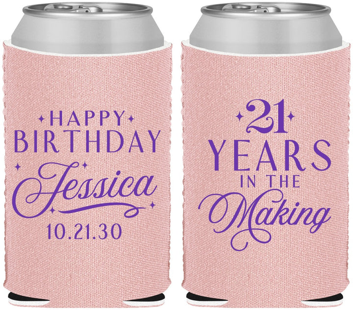 Custom 21st Birthday Neoprene Can Coolers - Twenty One Years In The Making | 340023