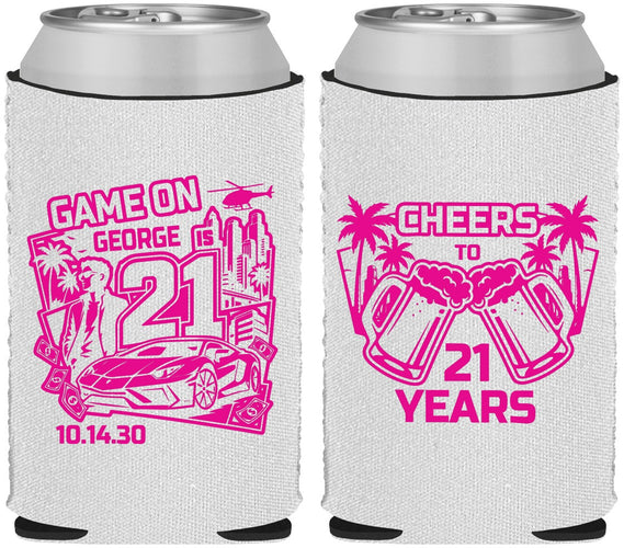 Custom 21st Birthday Neoprene Can Coolers - Video Game | 340024