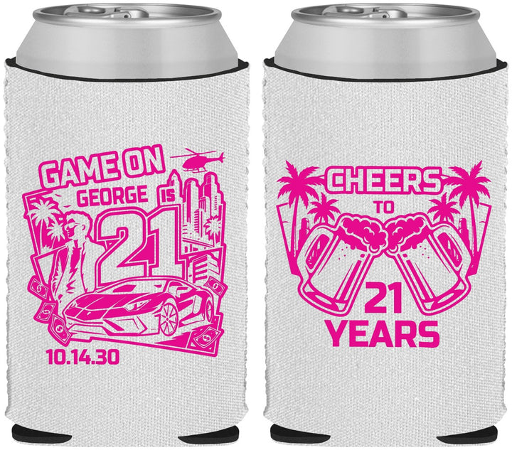 Custom 21st Birthday Neoprene Can Coolers - Video Game | 340024