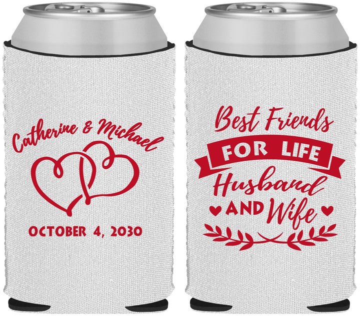 Custom Wedding Neoprene Can Coolers - Best Friends For Life | 349