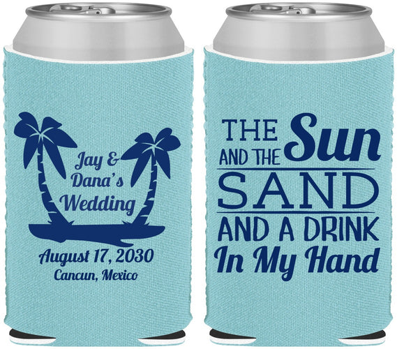 Custom Wedding Neoprene Can Coolers - Beach | 350