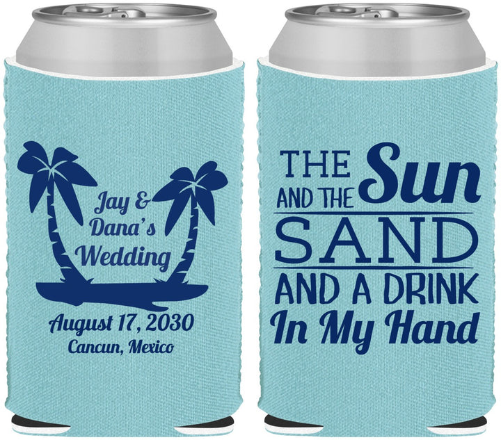 Custom Wedding Neoprene Can Coolers - Beach | 350