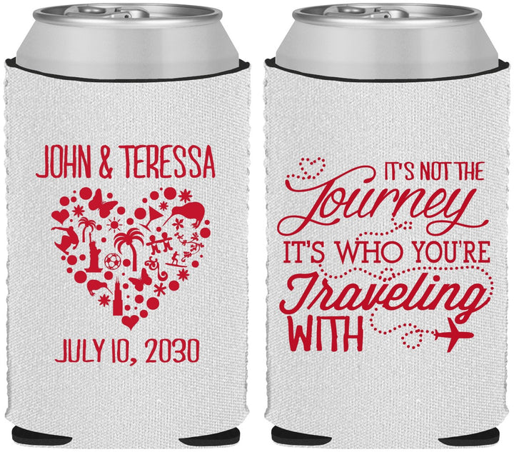 Custom Wedding Neoprene Can Coolers - Journey Traveling With | 354