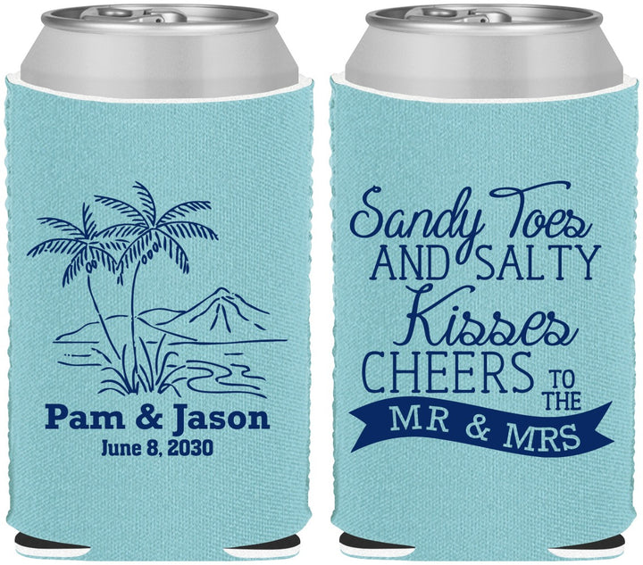 Custom Wedding Neoprene Can Coolers - Beach | 358