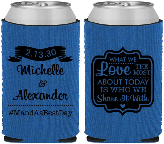 Custom Wedding Neoprene Can Coolers - Love Story | 359