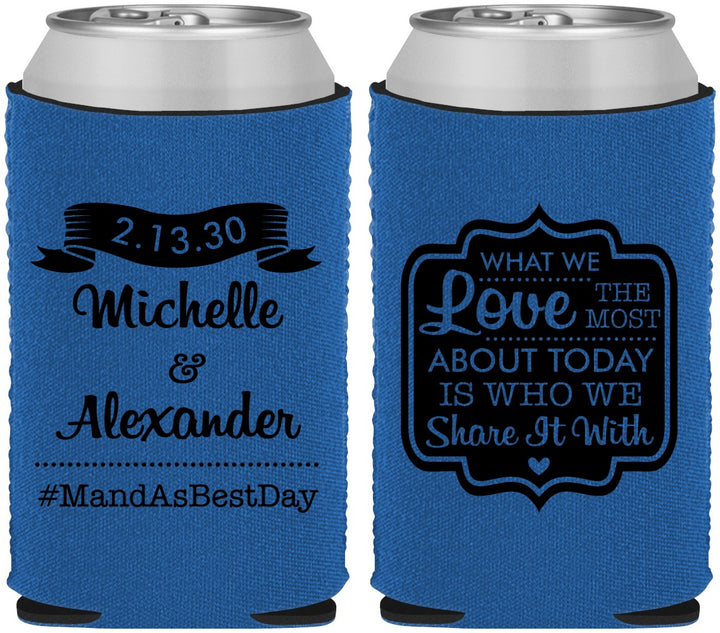 Custom Wedding Neoprene Can Coolers - Love Story | 359