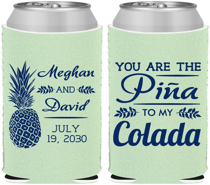 Custom Wedding Neoprene Can Coolers - Pina Colada | 364