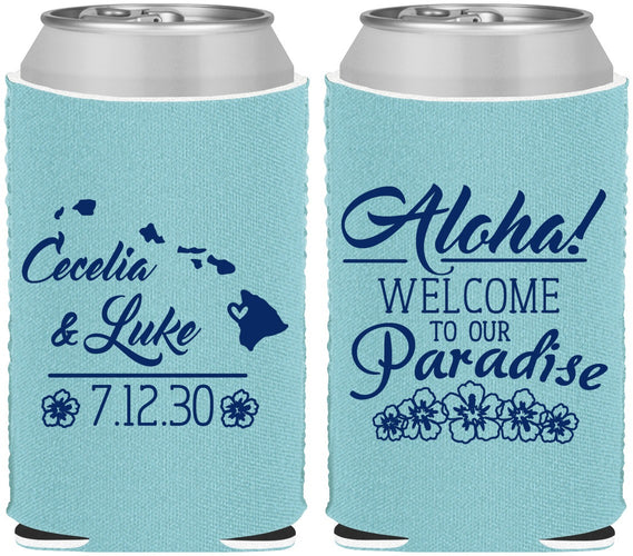 Custom Wedding Neoprene Can Coolers - Hawaii | 365