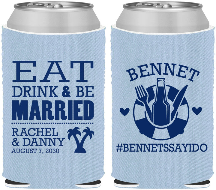 Custom Wedding Neoprene Can Coolers - Eat Drink Be Married | 367