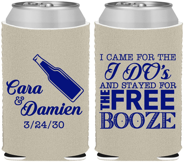 Custom Wedding Neoprene Can Coolers - I Do Free Booze | 371
