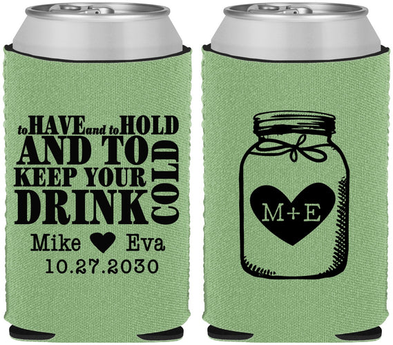 Custom Wedding Neoprene Can Coolers - Mason Jar | 373