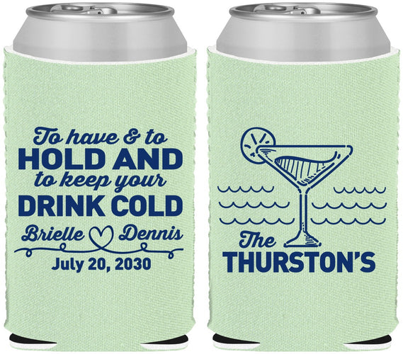 Custom Wedding Neoprene Can Coolers - To Have And To Hold | 375