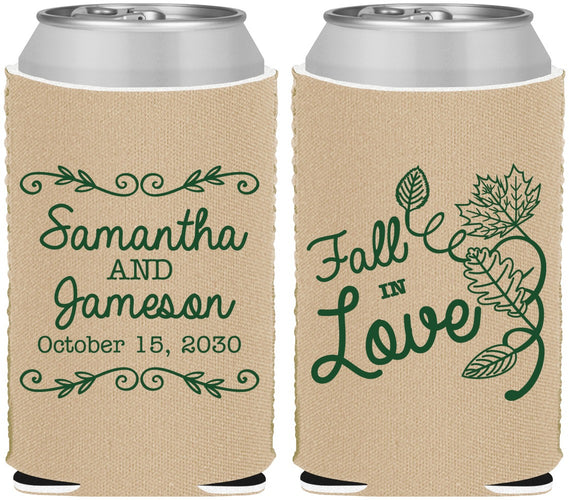 Custom Wedding Neoprene Can Coolers - Fall In Love | 377