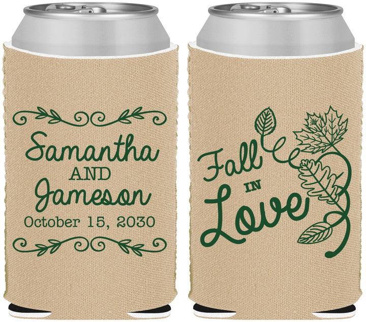 Custom Wedding Neoprene Can Coolers - Fall In Love | 377