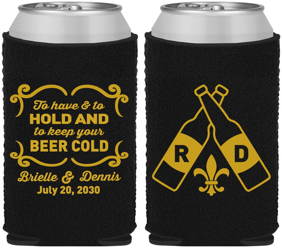 Custom Wedding Neoprene Can Coolers - Fleur De Lis | 378