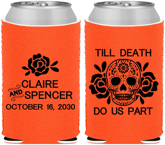 Custom Wedding Neoprene Can Coolers - Till Death Do Us Part | 380
