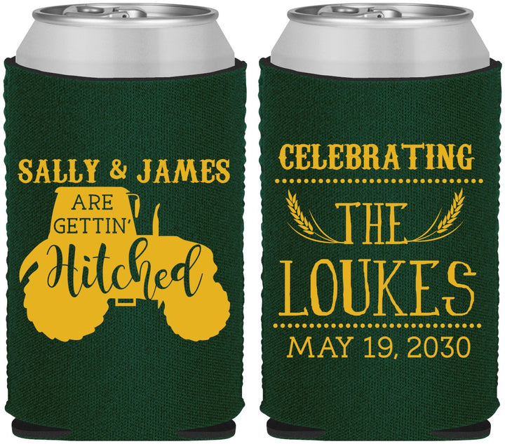 Custom Wedding Neoprene Can Coolers - Tractor | 381