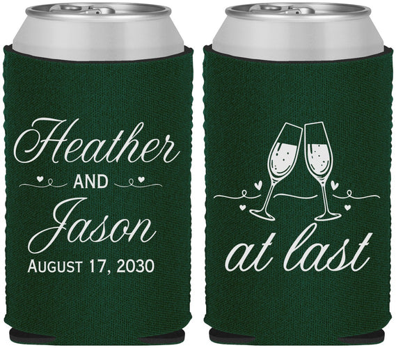 Custom Wedding Neoprene Can Coolers - At Last | 382