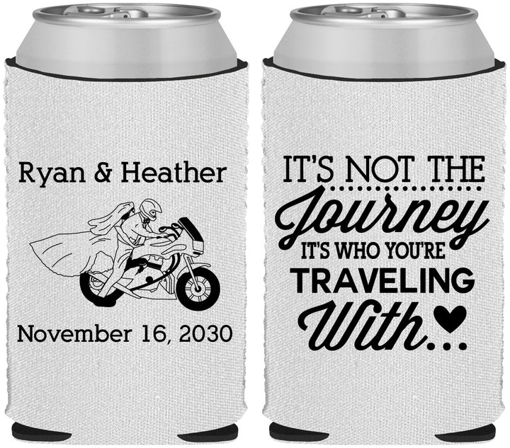 Custom Wedding Neoprene Can Coolers - Journey Traveling With | 385