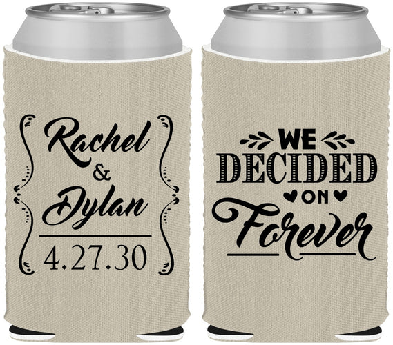 Custom Wedding Neoprene Can Coolers - We Decided On Forever | 386