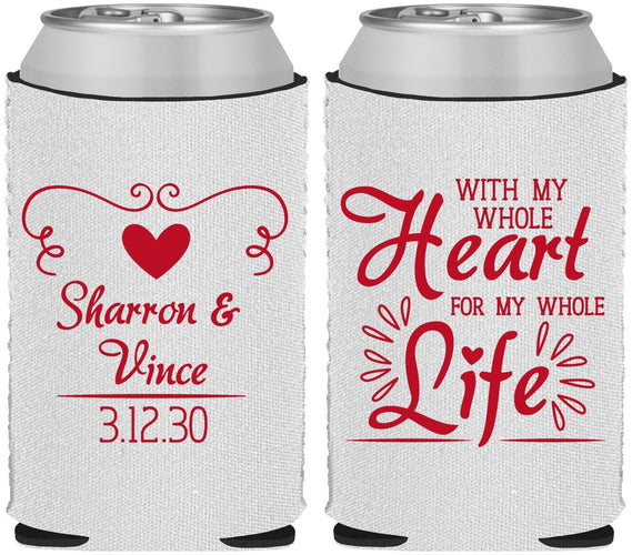 Custom Wedding Neoprene Can Coolers - Heart Life | 387