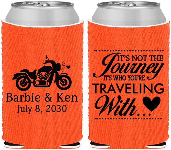 Custom Wedding Neoprene Can Coolers - Journey Traveling With | 388