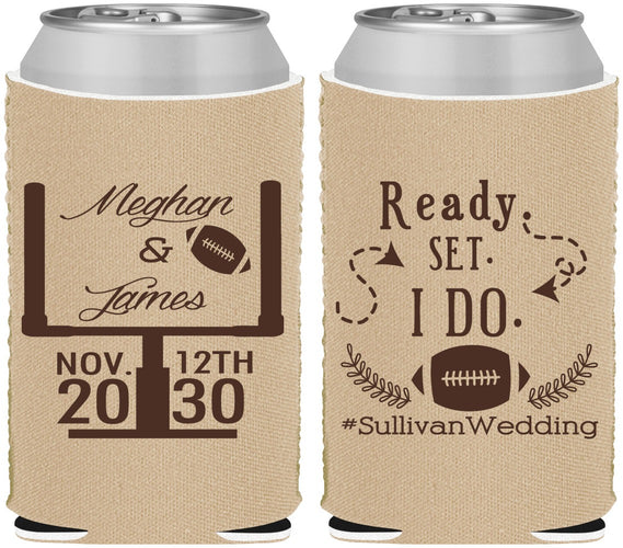 Custom Wedding Neoprene Can Coolers - Football | 394