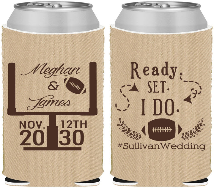 Custom Wedding Neoprene Can Coolers - Football | 394