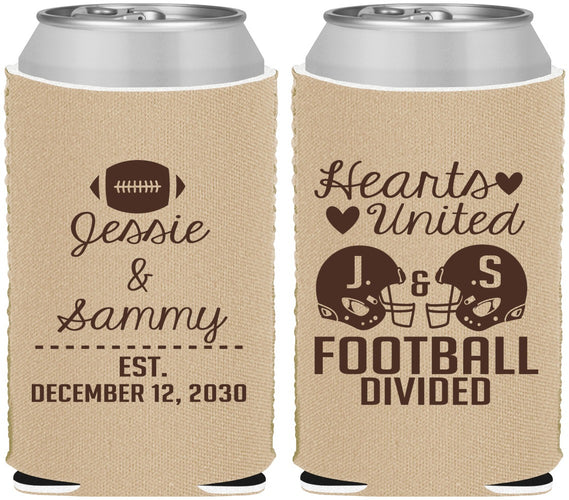 Custom Wedding Neoprene Can Coolers - Hearts United Football | 395