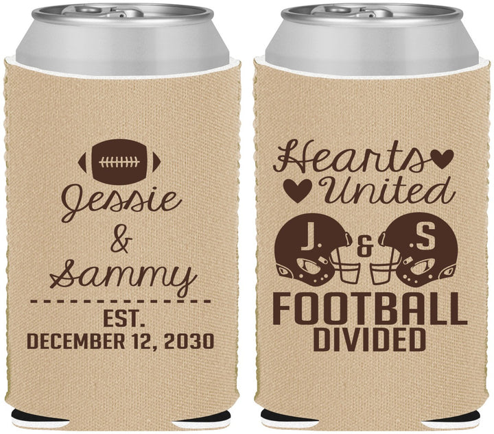 Custom Wedding Neoprene Can Coolers - Hearts United Football | 395