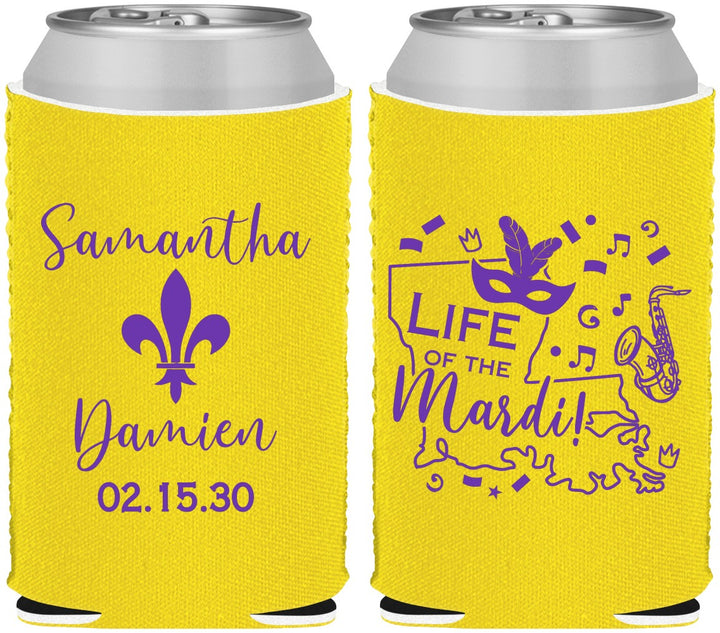 Custom Wedding Neoprene Can Coolers - Mardi Gras | 398