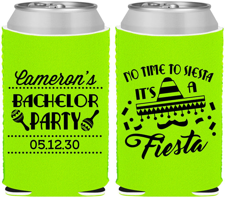 Custom Bachelor Party Neoprene Can Coolers - Siesta Fiesta Mexican | 40000