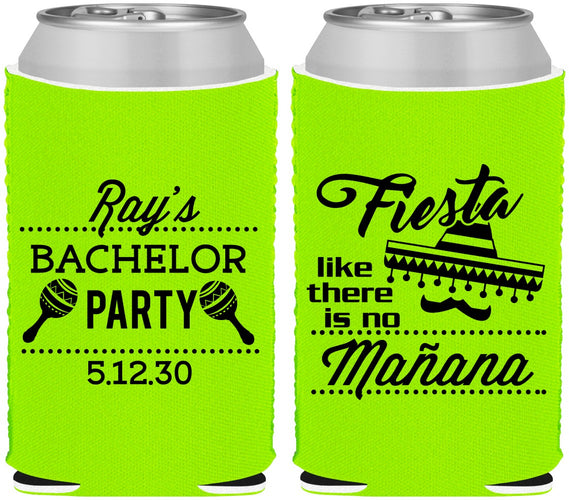 Custom Bachelor Party Neoprene Can Coolers - Fiesta No Manana | 40002