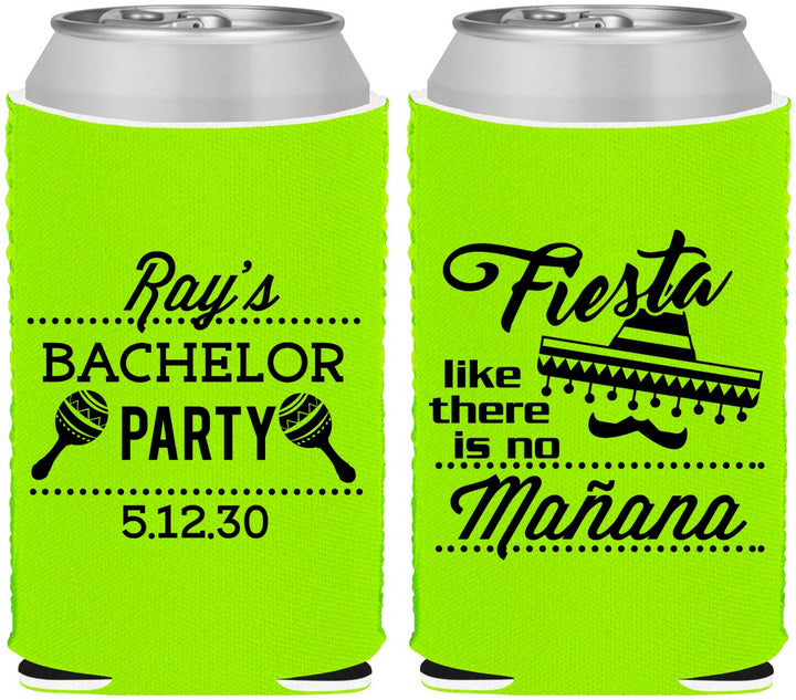 Custom Bachelor Party Neoprene Can Coolers - Fiesta No Manana | 40002