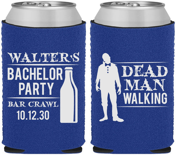 Custom Bachelor Party Neoprene Can Coolers - Dead Man Walking | 40011