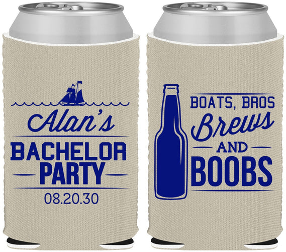 Custom Bachelor Party Neoprene Can Coolers - Brews And Boobs | 40022