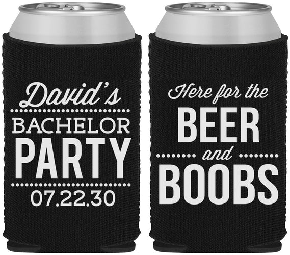 Custom Bachelor Party Neoprene Can Coolers - Beer And Boobs | 40027