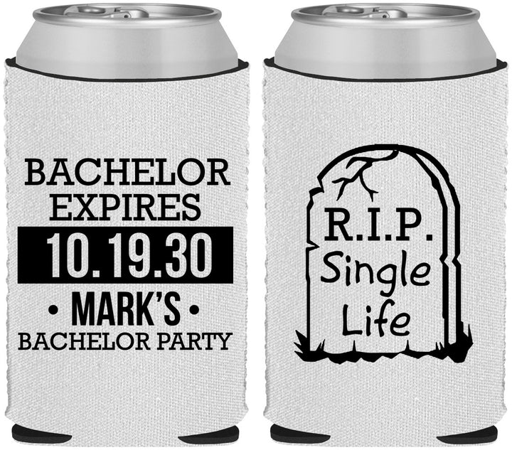 Custom Bachelor Party Neoprene Can Coolers - Rip Single Life | 40028