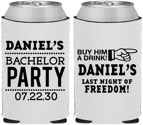 Custom Bachelor Party Neoprene Can Coolers - Last Night Of Freedom | 40029