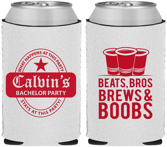 Custom Bachelor Party Neoprene Can Coolers - Brews And Boobs | 40031