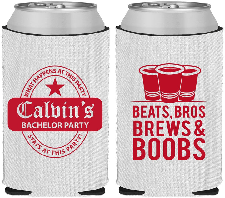 Custom Bachelor Party Neoprene Can Coolers - Brews And Boobs | 40031