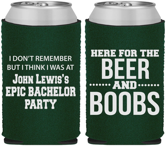 Custom Bachelor Party Neoprene Can Coolers - Beer And Boobs | 40039