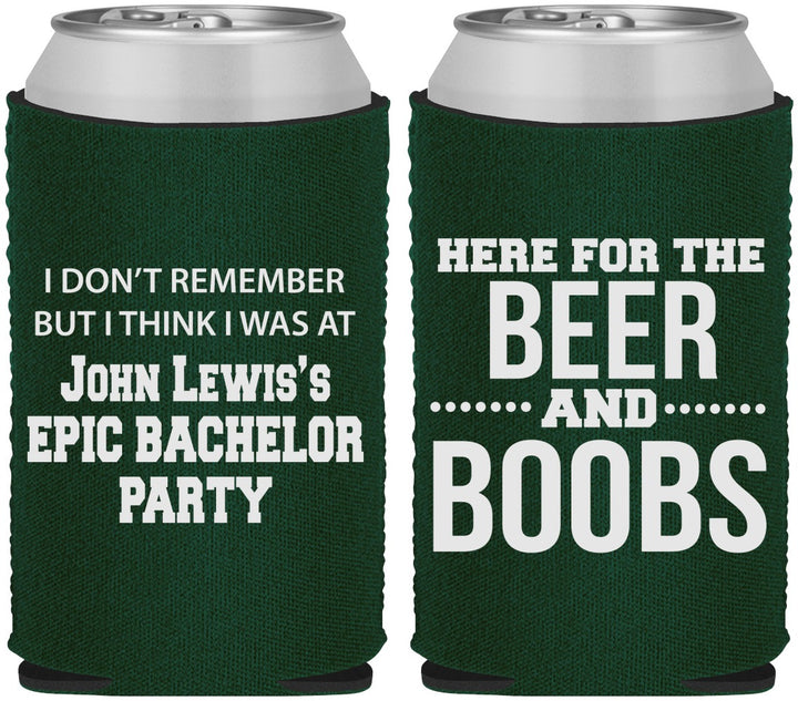 Custom Bachelor Party Neoprene Can Coolers - Beer And Boobs | 40039
