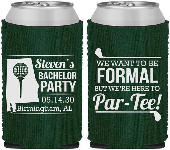 Custom Bachelor Party Neoprene Can Coolers - Golf Par Tee | 40043
