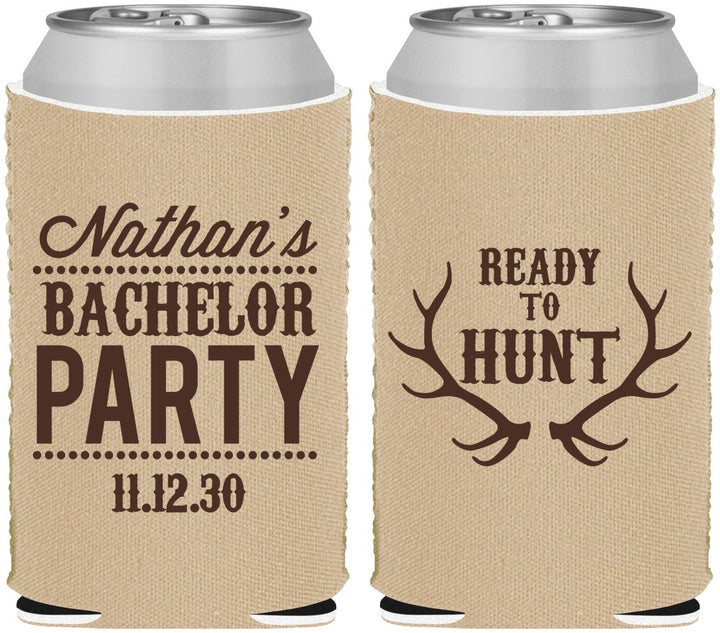 Custom Bachelor Party Neoprene Can Coolers - Ready To Hunt | 40044