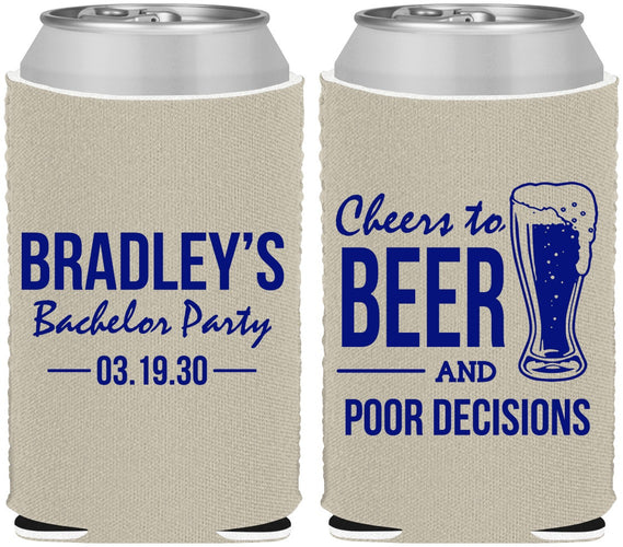 Custom Bachelor Party Neoprene Can Coolers - Beer Pour Decisions | 40045